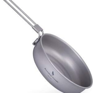 Boundless Voyage Ultra-light Titanium Frying Pan with Folding Handle Outdoor Camping Skillet Griddle Tableware Titanium Pan Ti15170B