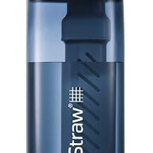 LifeStraw Go Series Water Filter Bottle - BPA-Free, Removes Bacteria, Parasites, Microplastics, Improves Taste, 22oz, Aegean Sea