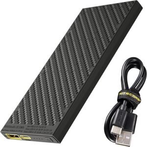 Nitecore NB10000 Gen II (Gen 2) Ultra-Slim Power Bank, 10000mAh QC Quick-Charge USB and USB-C Dual Outputs with Cables for Phones, Flashlights and Headlamps, Dual Cable Bundle